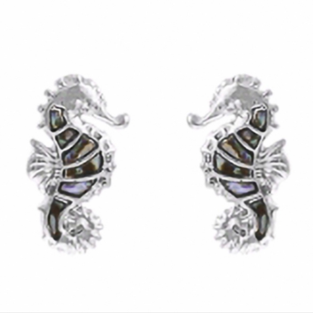 Minimalist Abalone Seahorse Earrings 15$